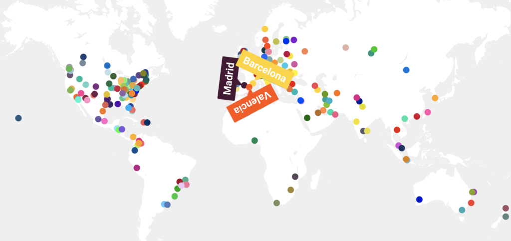 Mapa de reuniones de Creative Mornings en todo el mundo